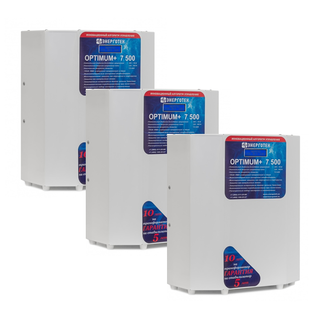 Трехфазный комплект OPTIMUM+ 21-3 (21кВА/21000ВА) стабилизатор напряжения Энерготех